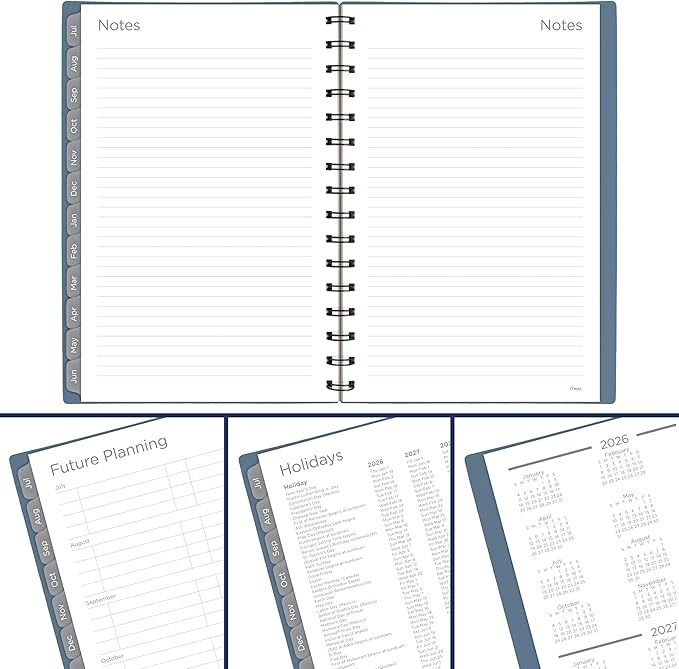 Mead Planner 2026-2027 Weekly & Monthly Academic 15-Month April-June, 5.5" x 8.5", Composure Blue (CAW42020) (Pack of 12)