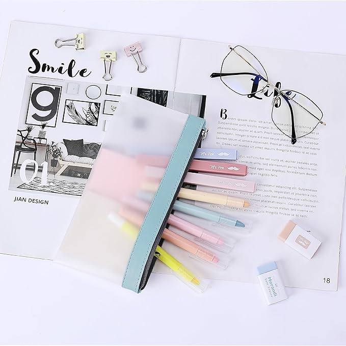 Mr. Pen- Clear Pencil Pouch, 8.50"x4.25", 3 Pack, Durable TPU Material, Medium Water-Resistant Pencil Bags with Smooth Zipper, Multipurpose Clear Pouch for Stationery, School, Office, Travel Supplies