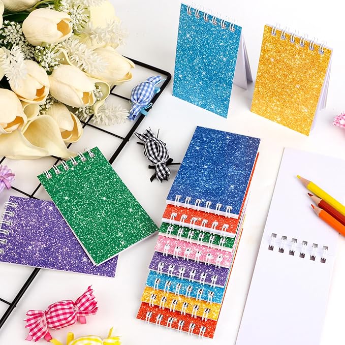 Hooqict 24 Pack Small Pocket Notebook Mini Notepads for Kids Party Favors Small Spiral Notepads Colorful Mini Notebooks Bulk Memo Pads for Work, Office, School, Classroom, 3.9 x 2.4 Inches