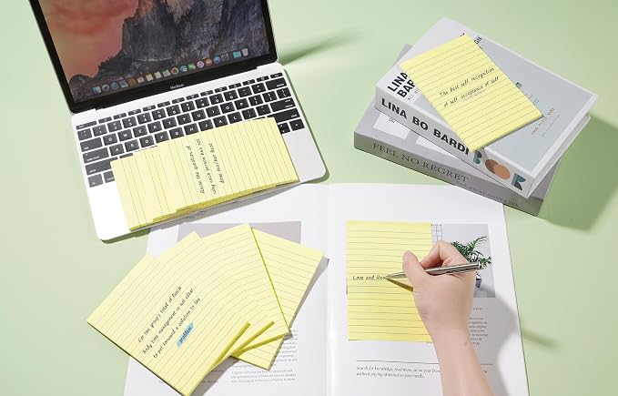 9 Pads Lined Sticky Notes 4x6 inch Post, Yellow, Clean Removal, Self-Stick Pads, Large Sticky Notes Easily Used for Home, Office, School, 40 Sheets/Pad (Pack of 2)