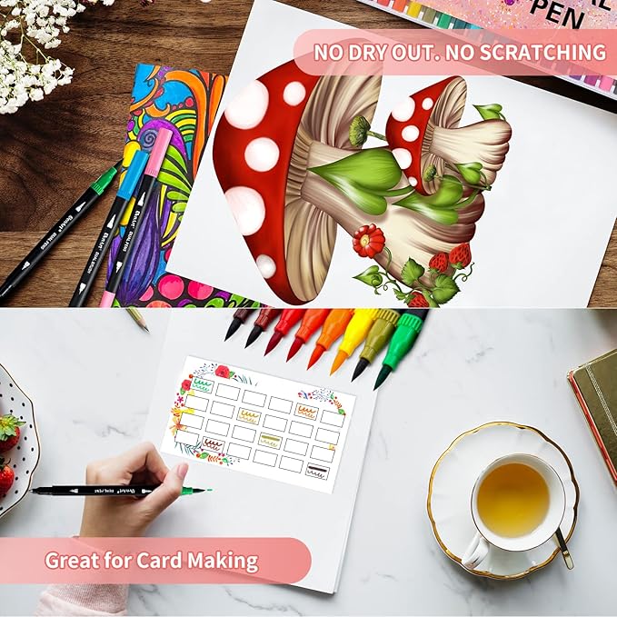 Dual Markers Brush Pens Easter Basket Stuffers, 36 Art Markers for Gifts Trendy Stuff, Double Tip Colored Pen for Adult Coloring Books Art Suppliers