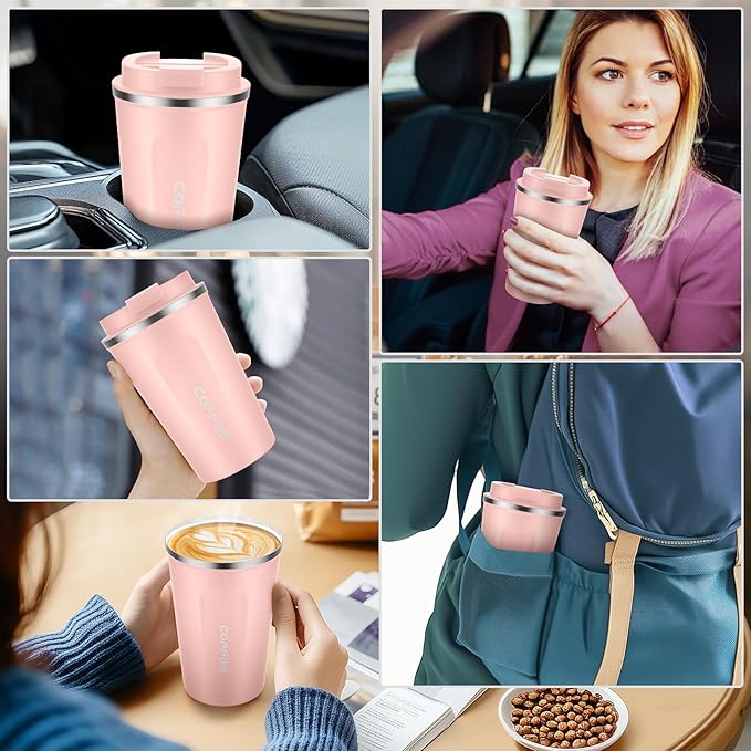 CS COSDDI 12 oz Stainless Steel Vacuum Insulated Tumbler - Coffee Travel Mug Spill Proof with Lid - Coffee Cups for Keep Hot/Ice Coffee,Tea and Beer