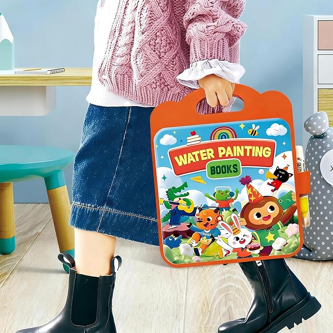 BlivEclat Magic Water Coloring Book for Toddlers 1-3 - Reusable Kids Water Painting Book with Pen - No Mess Montessori Activity - Paint with Water Books for Ages 2-4, 3-5