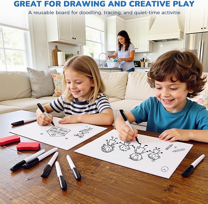 GAMENOTE White Board Dry Erase, Small Magnetic Lined White Board Set, Double Sided Magnet Ruled Lap Boards Whiteboard for Kids and Student Learning, 9x12 Inches (Pack of 12)