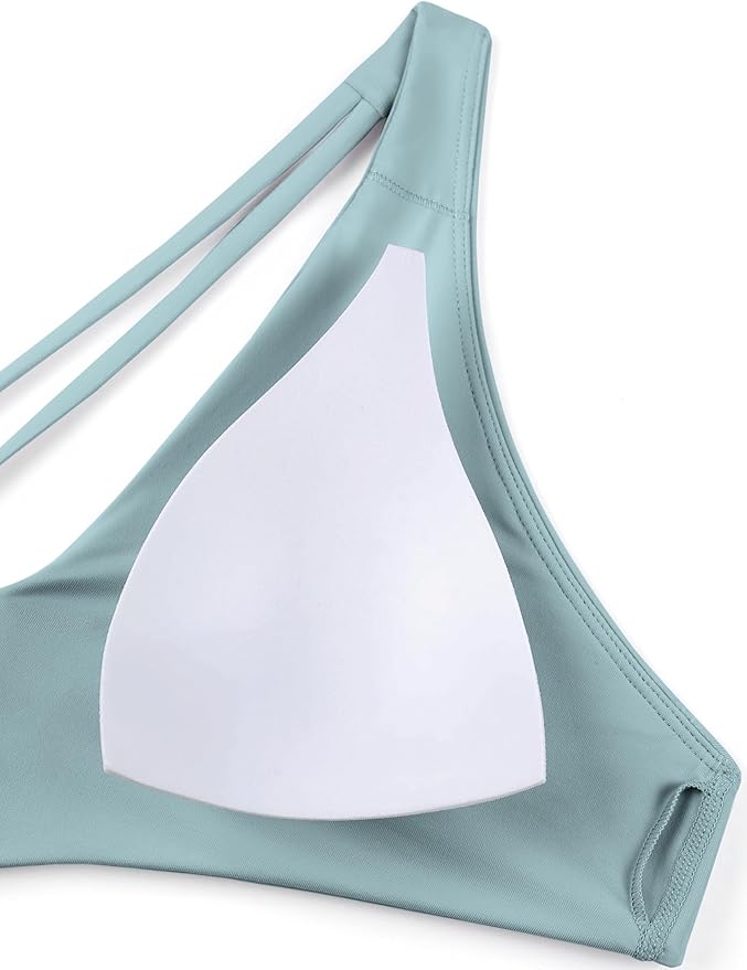 CRZ YOGA Twist Front Bikini Tops for Women - Padded V Neck Criss Cross Back Triangle Sexy Swim Bathing Suit