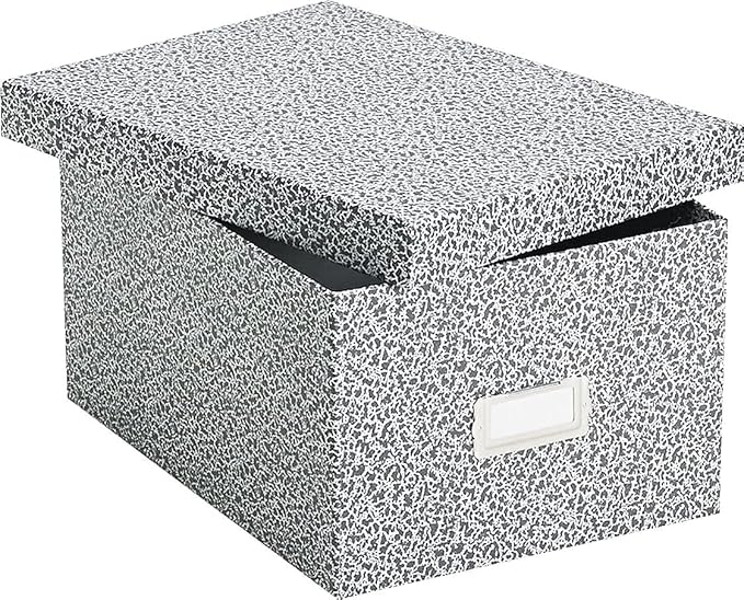 Oxford 40590 Reinforced Board Card File, Lift-Off Cover, Holds 1,200 5 x 8 Cards, Black/White