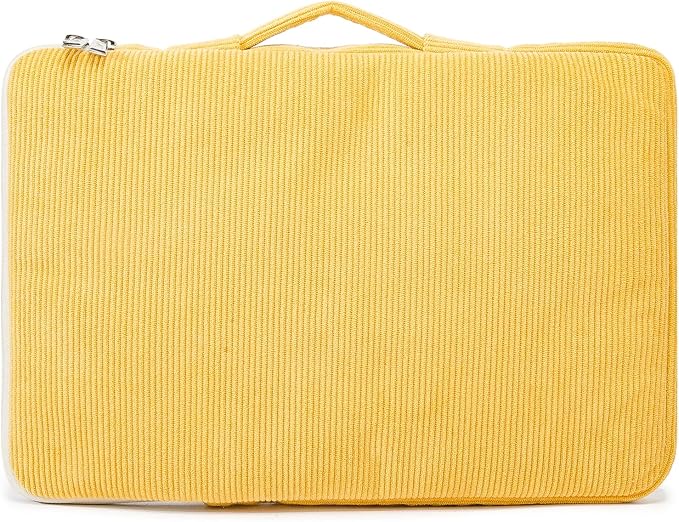 Kinmac 360° Protective Laptop Sleeve Case Bag Cover with Handle for MacBook Pro 16 inch,16 inch HP,Lenovo,Dell,ASUS,Acer Ultrabook and Business Laptop (Yellow Corduroy)