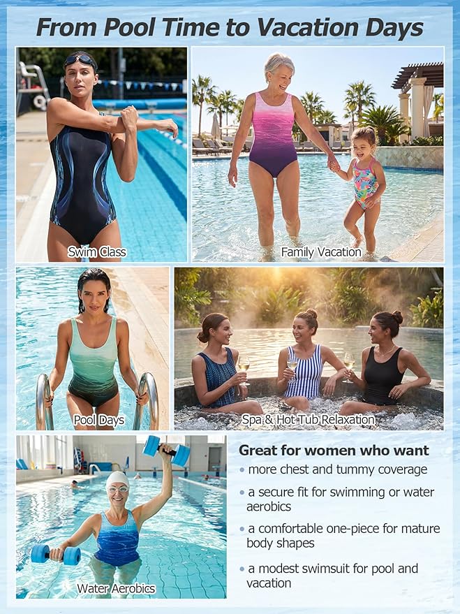 Modest Full Coverage One Piece Swimsuit Floral Bathing Suit Criss Cross Back Swimwear with Built-in Bra