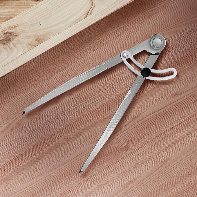 6 inch Professional Compass with Wing, Alloy Metal Divider, Compass Geometry Tool, Metal Leather Work Scribe Tool Woodworking Drafting Carpenter Compass for Geometry