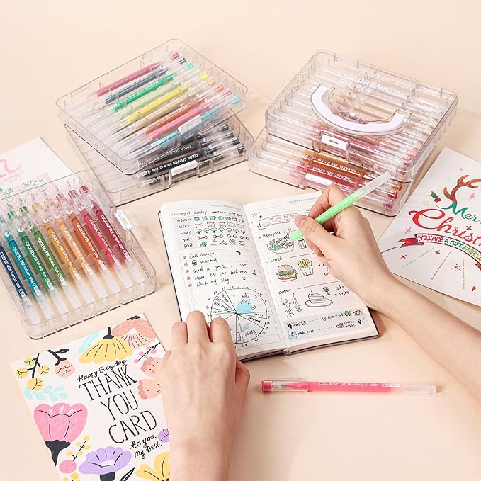Acrylic Gel Pens for Coloring, 99 Pack Colored Gel Pens for Black Paper & White Paper, 0.6mm Fine Point Colorful Pens for Adult Drawing, Journaling, Note Taking, Doodling, Art Supplies