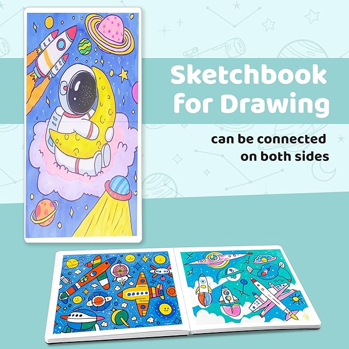 FLYING EAGLE Blue Sketchbook for Kids, 8"X 8" Square Sketch Book & Drawing Pad, 60 Sheets/120 Pages, 120lb/200GSM Heavy Paper, Bleed-Resistant Hardcover Drawing Book for Girls Teens, Gift Boxed