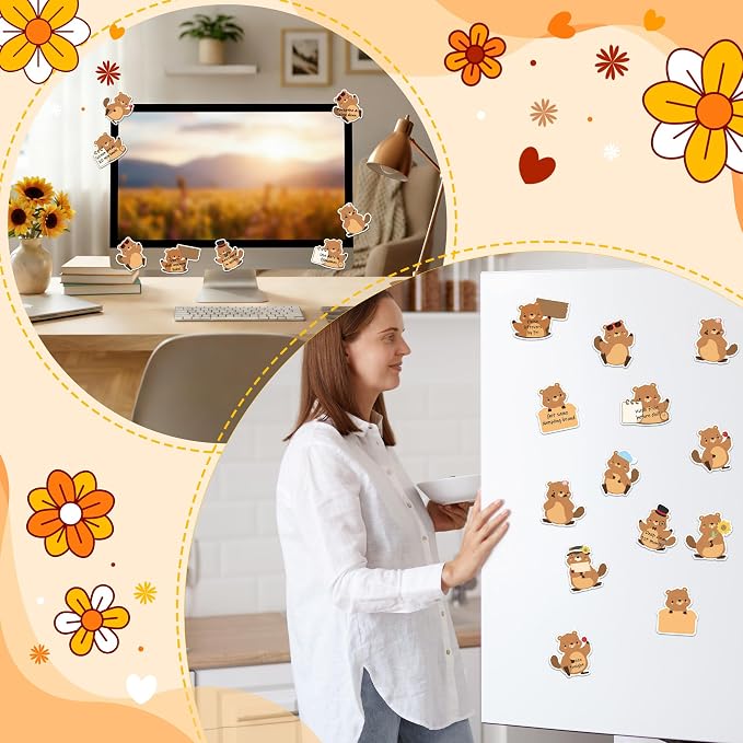 Xqumoi 30 Pack Groundhog Sticky Notes - Cute Animal Self Sticky Notepads Notes Pads Writing Memo Pads Office School Supply Birthday Groundhog Lover Gift Goodies Bag Fillers