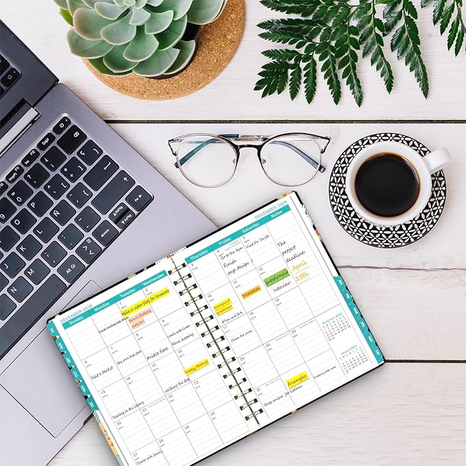 Planner 2026-2027, Academic Year Planner - Daily, Weekly & Monthly Calendar, Jul 2026 - Jun 2027, 6.3" x 8.5", Spiral Notebook with Tabs, Stickers & Inner Pocket, Ideal for School, Office, Home