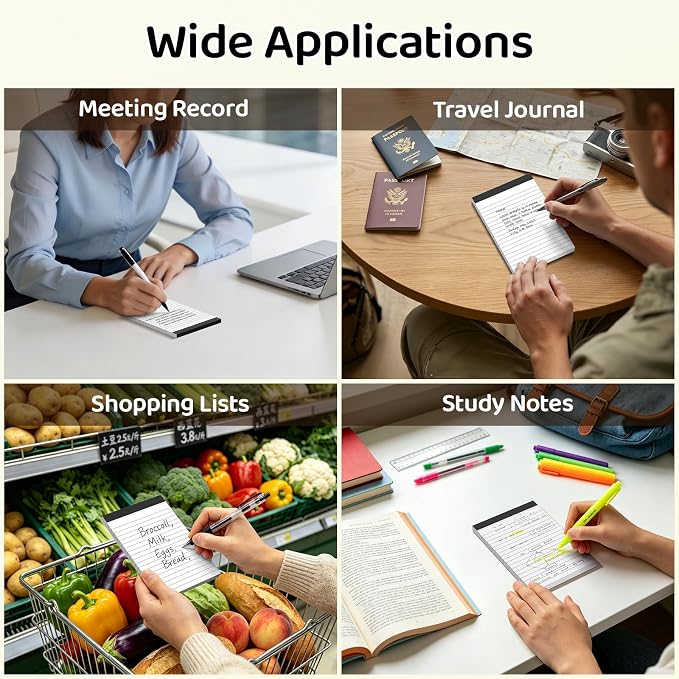 4x6 Lined Notepads 36-Pack - White Ruled Memo Pads with Firm Backing for Daily Lists, School Notes & Office Reminders | Smooth No-Bleed Paper for Students, Teachers & Professionals