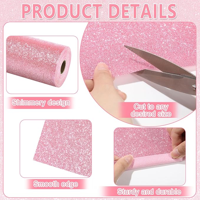 Glitter Pink Bulletin Board Roll Non-Woven Fabric Poster 15.7" x 12 Ft