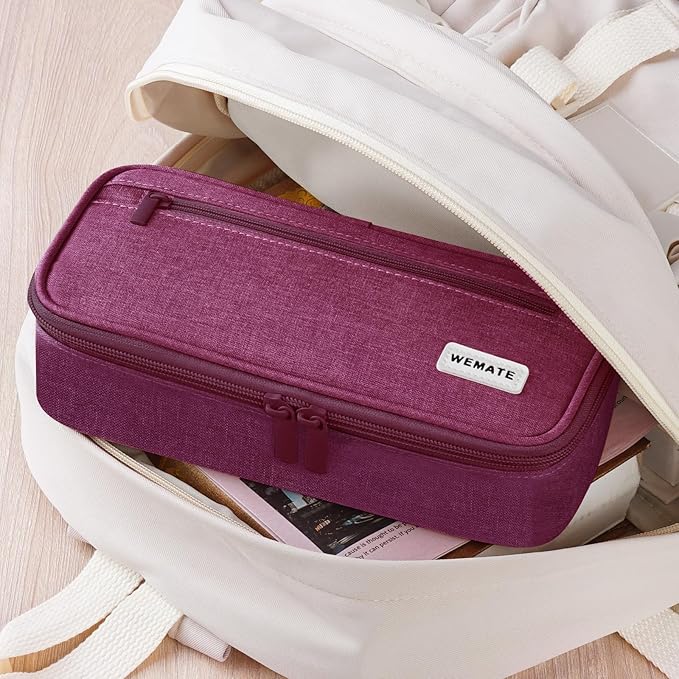 WEMATE Pencil Case, Large Storage Organizer for Stationery, Back - to - School Essential, Teacher Must - have, Big Pencil Pouch, Marker Case School Supplies for College & High School