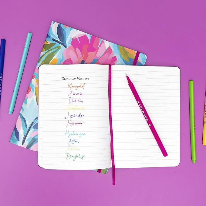 PAPERAGE Felt Tip Fine Point Pens (0.4mm), 12 Pack, Colored Pens For Journaling, Notebooks, Planners, Calendars & Drawing, Great for School, Office, & Home (Rainbow)