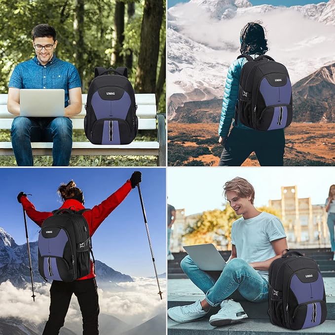 LIWAG Extra Large Business Travel Backpack, Anti Theft Water Resistant College Backpack Computer Bag Fits 17.3Inch Laptop Notebook, Blue