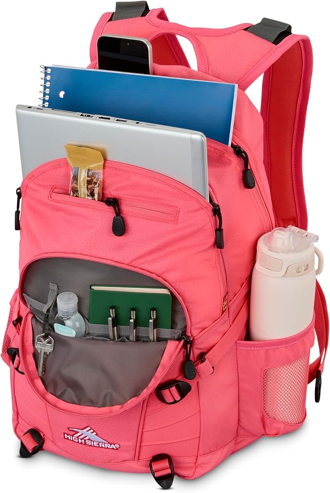 High Sierra Loop Backpack, Travel, or Work Bookbag with tablet sleeve, One Size, THRIFT PINK