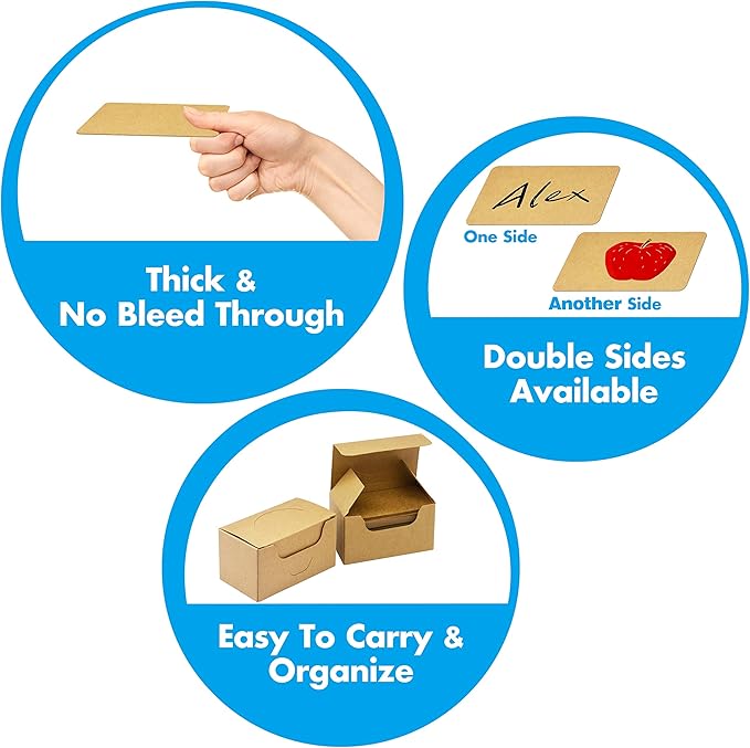 250 PCs Original Wood Color Blank Kraft Paper Round Corner Flash Word Message Gift DIY Index Card (3.5” X 2.1”)