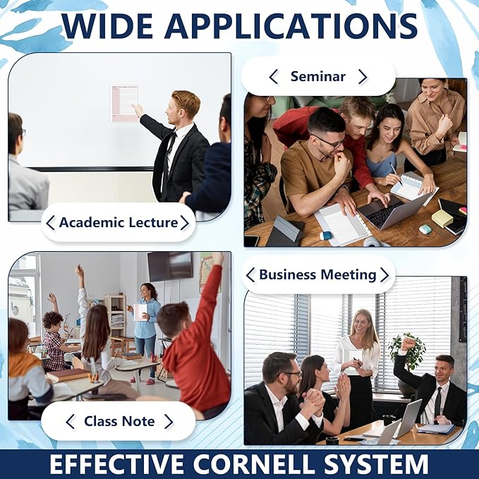 200 Sheet 11-Disc Cornell Notes Loose Leaf Paper 8.5×11 Inch for Discbound Planner Letter Size College Ruled Cornell Note Notebook 9/32" Spacing Note-Taking System Filler Paper for School Office 80gsm