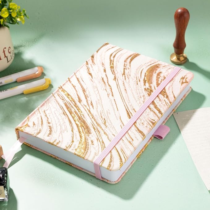 MGGAO Dotted Journal Notebook, A5 Fabric Journal for Women Men