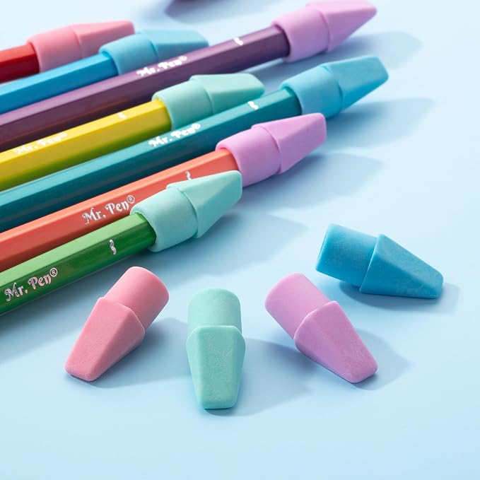 Mr. Pen- Pencil Top Erasers Bulk, 150 Pack, Pastel Colors