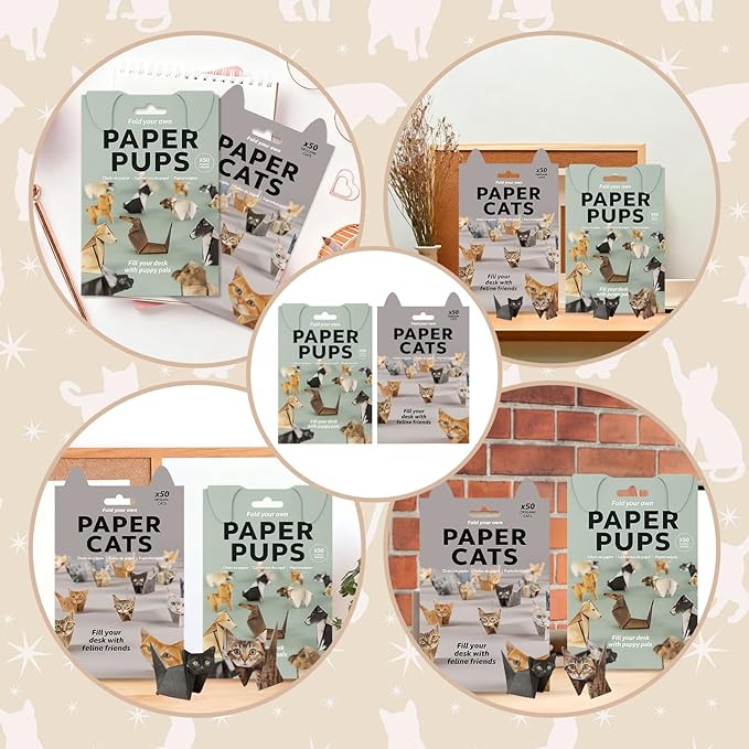 2Pcs Paper Cats Origami Kit, DIY Papers Cats and Dogs, Creative Paper Origami Cats Kit Suitable for Sports Enthusiasts and Fashion Accessories