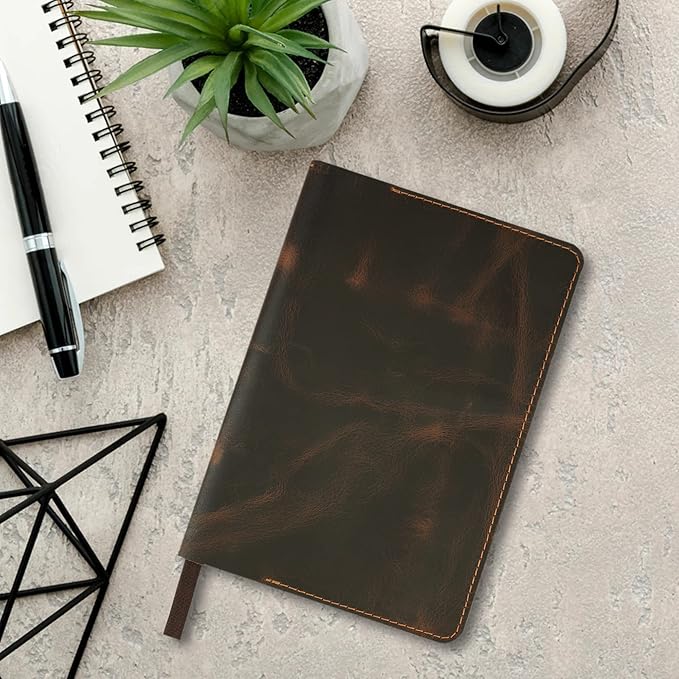 A5 Leather Journal Refillable Large Moleskine Notebook Planner Cover with pen loop