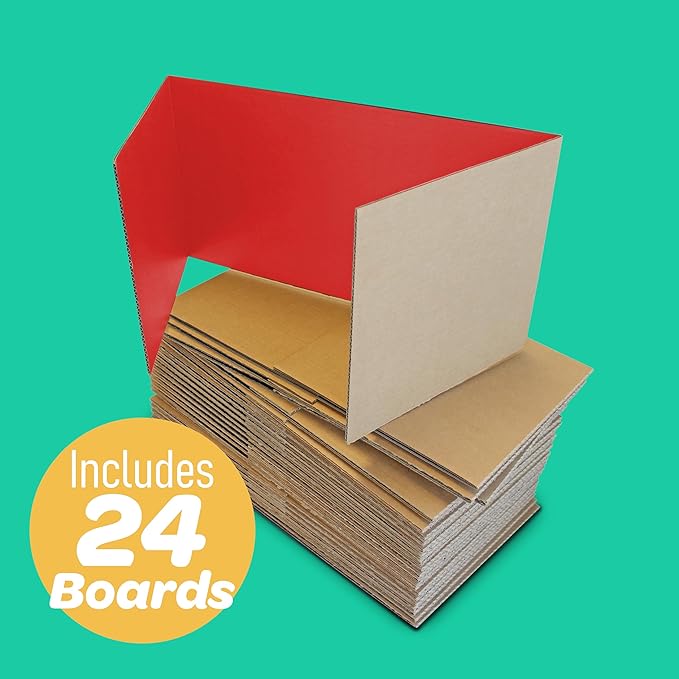 Flipside Products 18" x 48" Red Project Boards, Pack of 24, Trifold, Presentation Board, DIY Projects, Small Display, Science Fair, Classroom, Clubs, 4H, Graduation