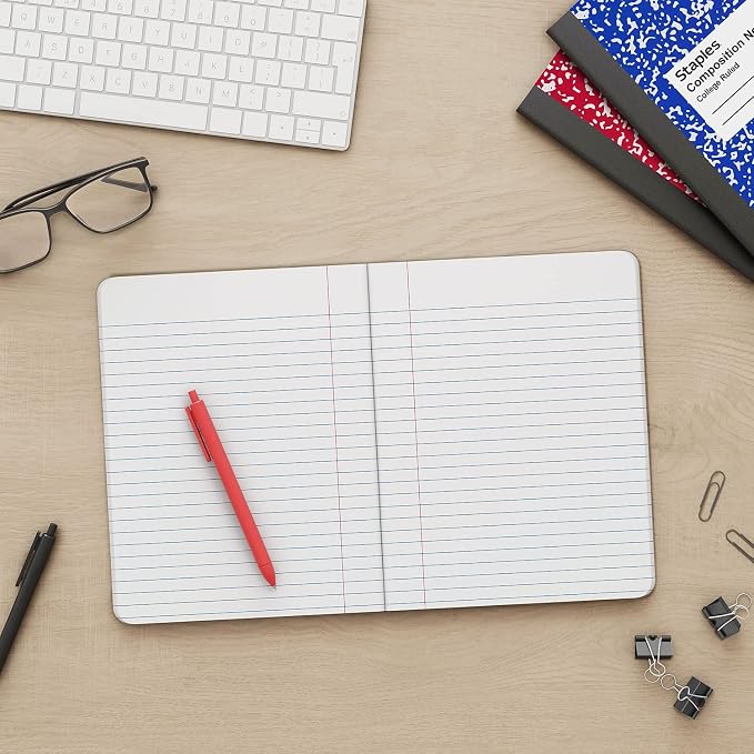 Staples Composition Notebook, 9.75x7.5 Inch, College Ruled, Black