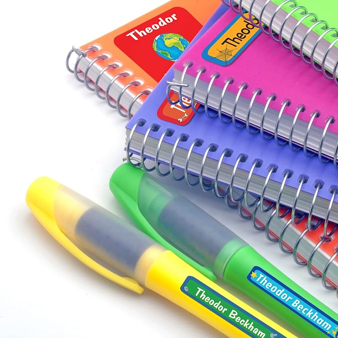 Lovable Labels Personalized Labels for Kids (85 Labels/Pack) - 3 Label Sizes Waterproof Dishwasher Safe Peel & Stick Labels for School Supplies Daycare Camp Clothing Bottles (Goosebumps)