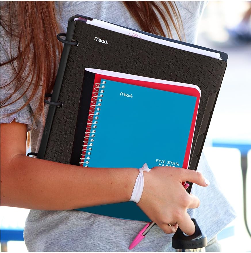Five Star Spiral Notebooks, 6 Pack, 2 Subject, College Ruled, 9 1/2" x 6", 80 Sheets, Amethyst Purple, Sedona Orange, Seaglass Green, Tidewater Blue, Gray and Black (840029A-ECM)