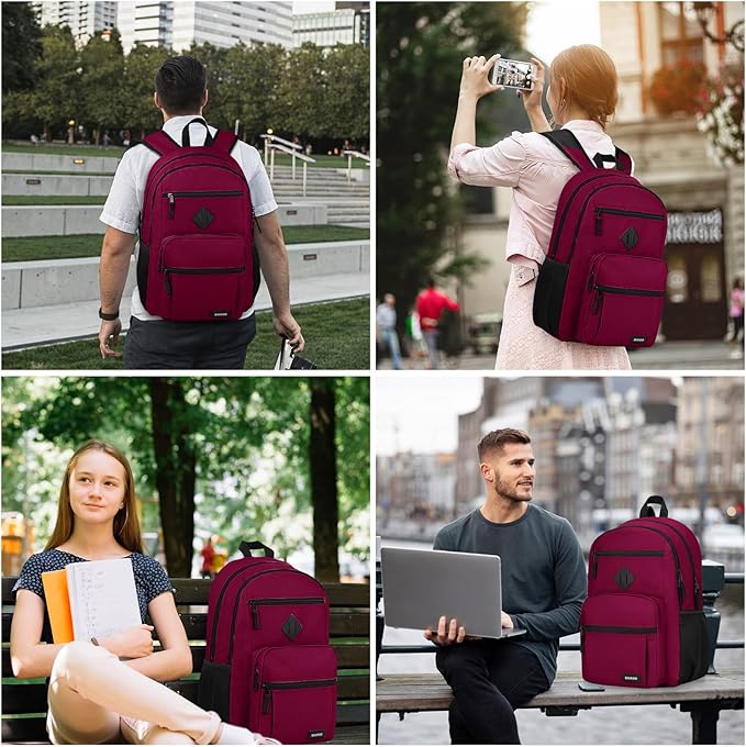 BIKROD Backpack for Girls Women, School Backpack for Teen Boys, Lightweight Casual High School Bookbag, Daily-use Travel Laptop Backpack Fits 15.6 Inch Notebook