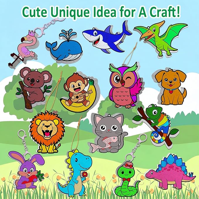 mom&myaboys 3D Aqua Puff Art Kit for Kids - Mess-Free Magic Water Painting Craft, DIY Color & Inflate Animals Activity, Creative Travel Gift for Girls & Boys Ages 4-10 (Animal-Zoo)