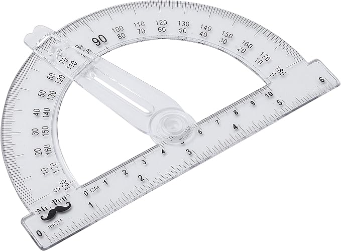 Mr. Pen- Protractor Set, 3 Pack, 6" Swing Arm Protractors, Clear Plastic Protractor Set for Accurate Angle Measurement, Geometry, Math, Drafting, Classroom & Technical Drawing