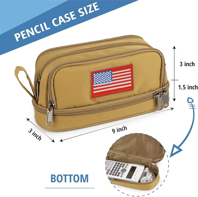 Tactical 4 Compartments Pencil Case for Boy, Large Pen Pouch Bag for School | Tactical Large Capacity Pen Box, 900D Farbic Tool Bag for School College Office Marker Organizer for Boy Kid Men Adult Teen