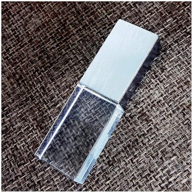 New Crystal Transparent Rectangle Genuine USB Flash Drive 3.0 Wedding Gift Pen Drive,Memroy Stick,Silver (32, GB)