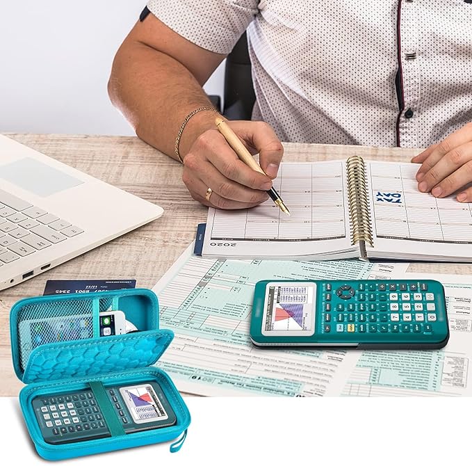 Graphing Calculators Case for Texas Instruments TI-84 Plus/TI-83 Plus CE Color Calculator, Storage Holder for TI-89/ for Casio fx-9750GIII for TI-30XS for Cables, Pens, Pencil-Green(Box Only)
