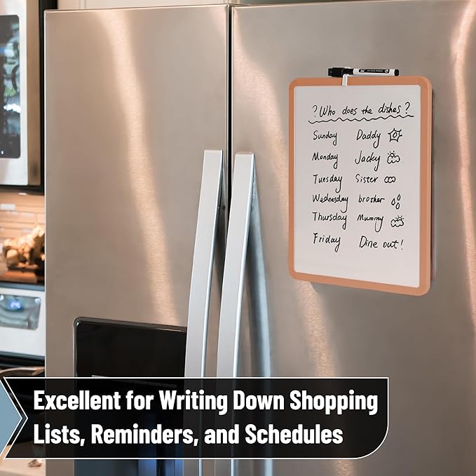 Mr. Pen- Dry Erase Board, 14” x 11” with a Black Dry Erase Marker, Copper Tan Frame, Small Mini White Board for Students, Fridge, Wall, Locker, Includes Double Sided Tapes