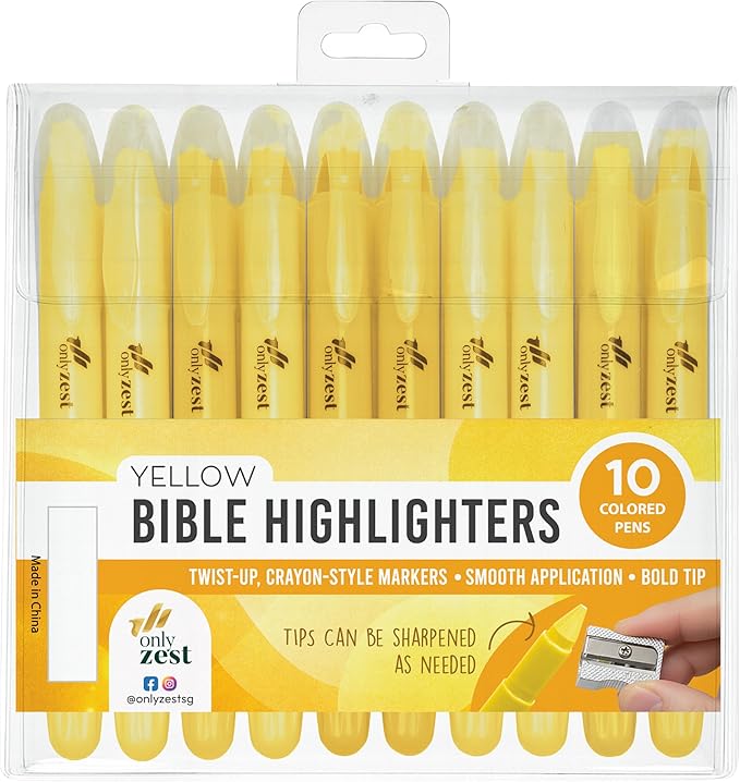 10 Pack Bible Safe Highlighters - Yellow Color, Wax Highlighters No Bleed, Bible Markers for Journaling, Study Accessories and School Supplies