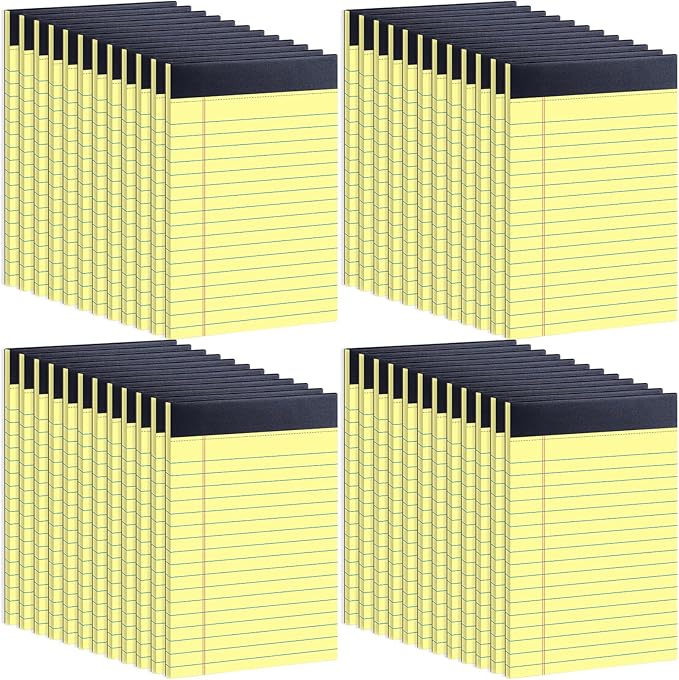 48 Pack Yellow Legal Pads Bulk 8.5 x 11 Wide Ruled, Perforated Writing Pad 30 Sheets, Bulk Notepad with Thick Paper, 8-1/2 x 11 Note Pads Yellow, Lined Paper Notebooks for Office School Home Supplies