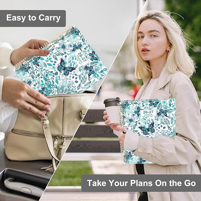 Planner 2026-2027 Weekly and Monthly A4 Size - Agenda 2026-2027 July 2026 - June 2027, A4 Spiral Binding Agenda with Monthly Tabs, Inner Pocket, 100gsm Thick Paper (8.5" x 11")