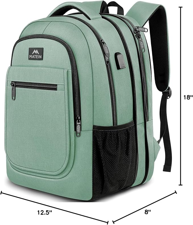 MATEIN Laptop Backpack for Girls Teen, Expandable School Backpack 15.6 inch | Anti Theft, Slim, Water Resistant Polyester, College Bookbag for Women Men, Computer Bag Gifts for Travel, Cyan