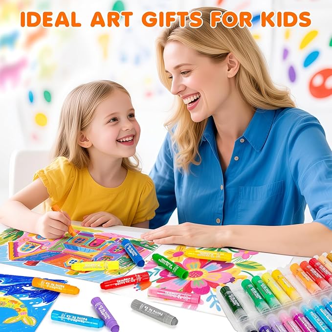 Toidgy Tempera Paint Sticks, 24 Classic Colors, Washable Solid Paint Sticks for Kids Toddlers, Painting Art Supplies for Classroom School Students, Non-Toxic, Quick Drying, Back to School Supplies