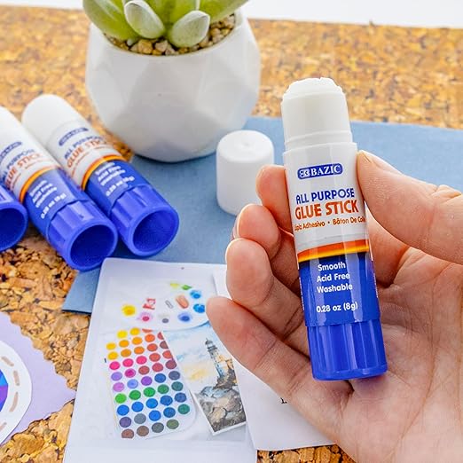 BAZIC Products Premium Glue Stick 8g/0.28 Oz., Multi-Purpose Acid Free, Glue Sticks, for Photos Paper Kids Art Craft at School Home Office, Total 288-Count