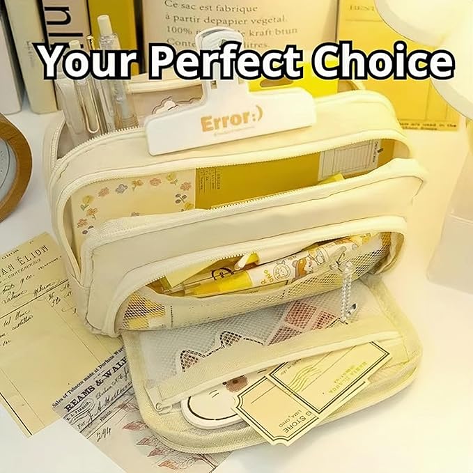 Big Capacity Pencil Case 3 Compartments Large Pencil Pouch Pen Bag Pencil Box Holder Organizer Simple Storage Aesthetic Stationery Cosmetic for Adults Men Women Office Essentials (Purple)