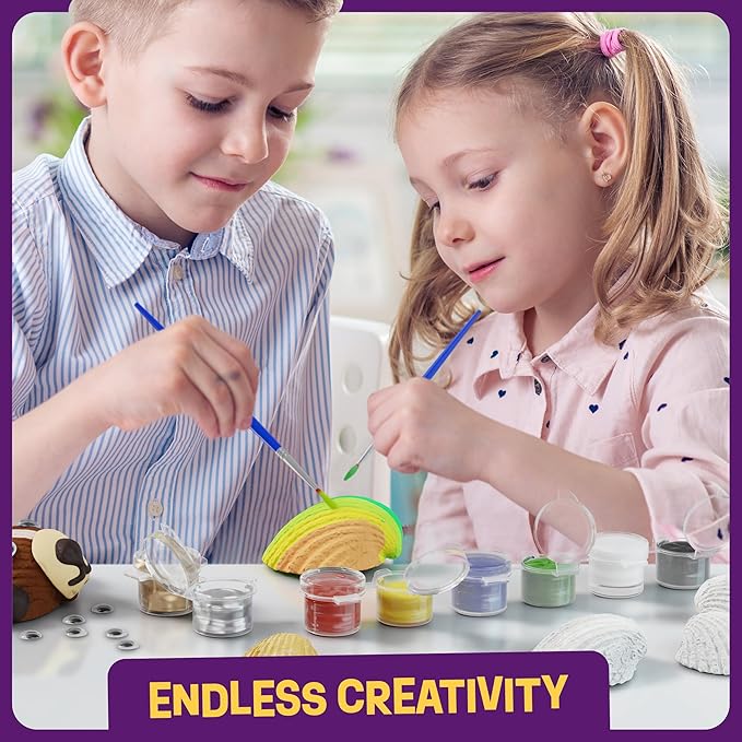Dan&Darci Kids Sea Shell Painting Kit - Arts & Crafts for Kids - Gifts for Boys and Girls Ages 6-8, 8-12 - Craft Activities Kits - Creative Art Activity Gift Toys for Age 6 7 8 9 10 11 12 Year Old