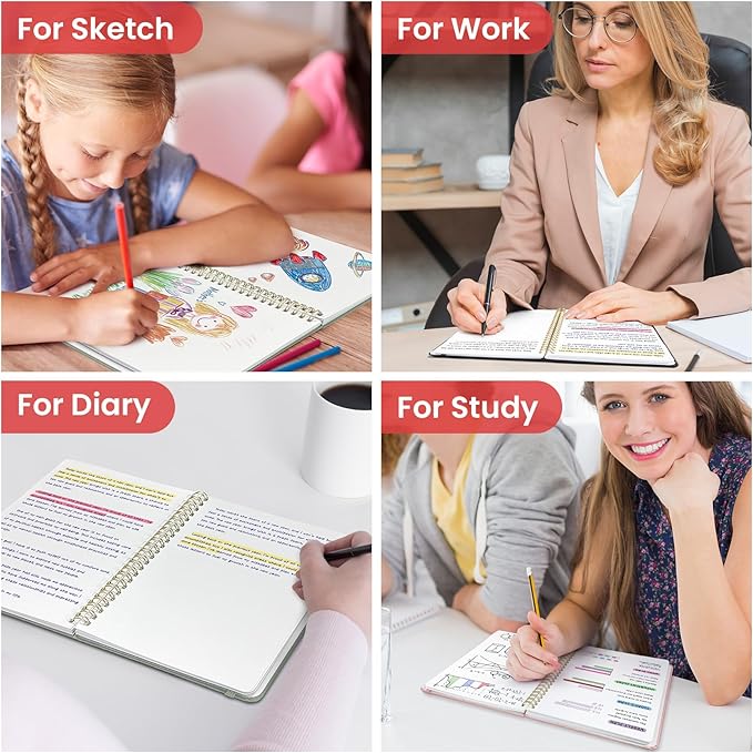Taja Blank Spiral Journal Notebook for Women & Men, 140 Pages, Sketch Book, Plain Notebook for Drawing & Sketching, Journals for Creative Writing, A5(5.7" x 7.9") – Pink