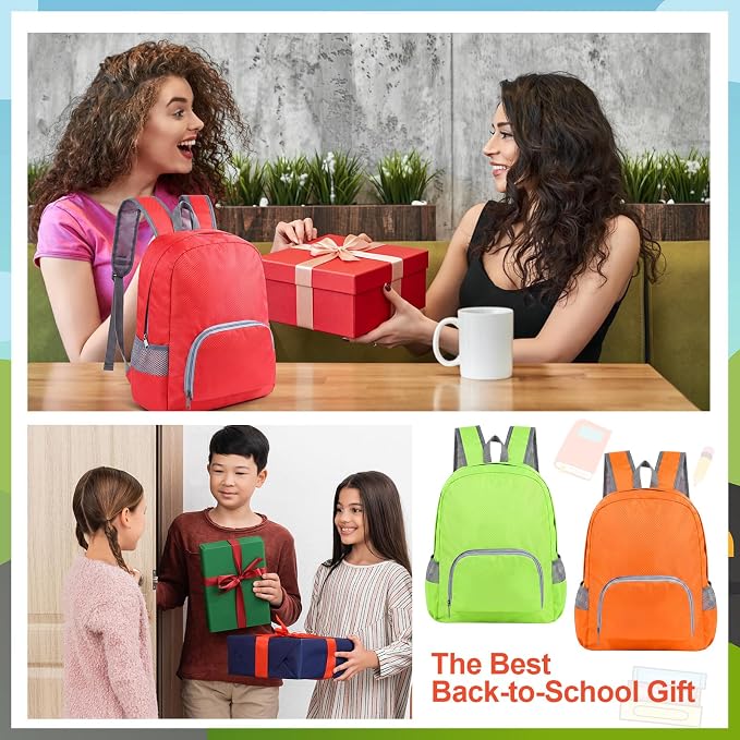 48 Pcs Back to School Backpacks in Bulk Classic Colorful Foldable Backpacks Oxford Cloth Multi-Use Book Bags for Outdoor Travel Student School Supply 7 Colors